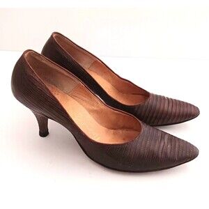 VTG 50s Natural Bridge Genuine Lizard Brown Leather Pump Sz 8.5 Narrow
